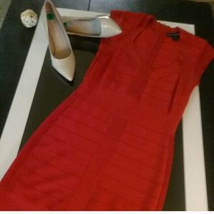French connection red bandage dress size 8